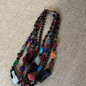 EUC Vibrant Multicolor Beaded Necklace with magnetic closure